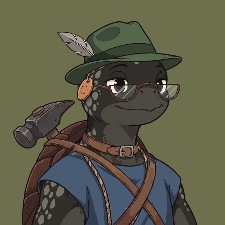 A craftsman in a feathered hat carrying a hammer