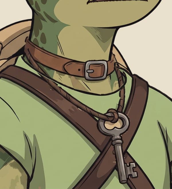 Detail of an old key worn on a cord