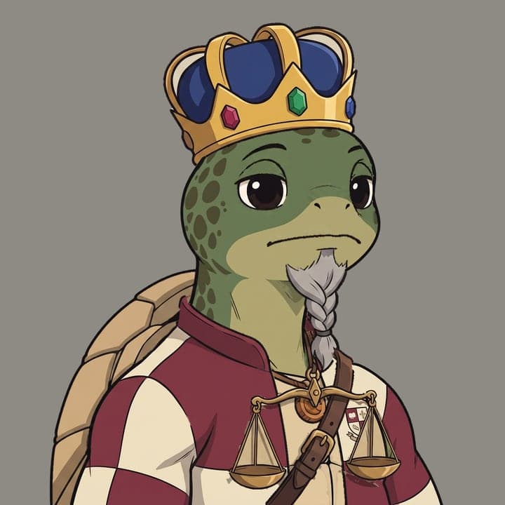 A noble in a royal headpiece carrying a merchant scale