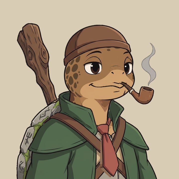 An explorer in a leather cap carrying a staff